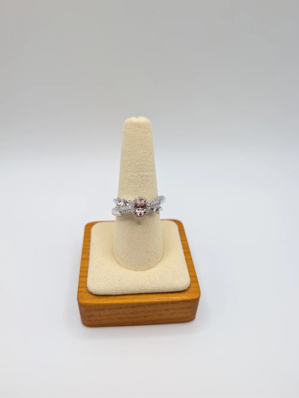 NWT Sterling Silver 1.41 CTW Genuine Morganite & White Topaz Ring Size 9
